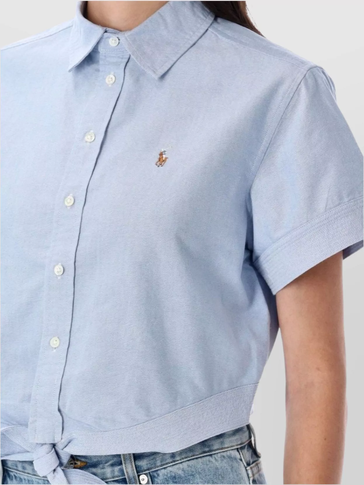 Polo Ralph Lauren Tie-Front Cropped Oxford Shirt