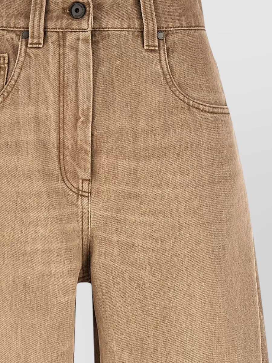 Brunello Cucinelli Wide Leg Jeans Belt Loops Pockets