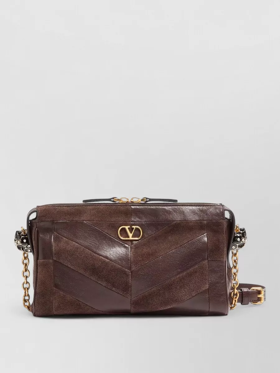 Valentino Garavani panthea small leather and suede crossbody bag