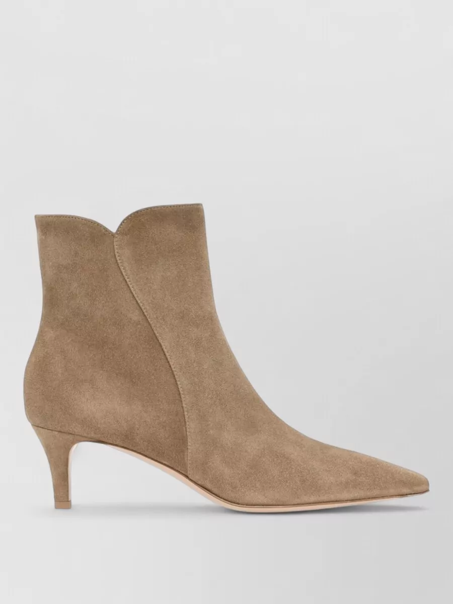 Gianvito Rossi Suede Leather Mid Heel Ankle Boots