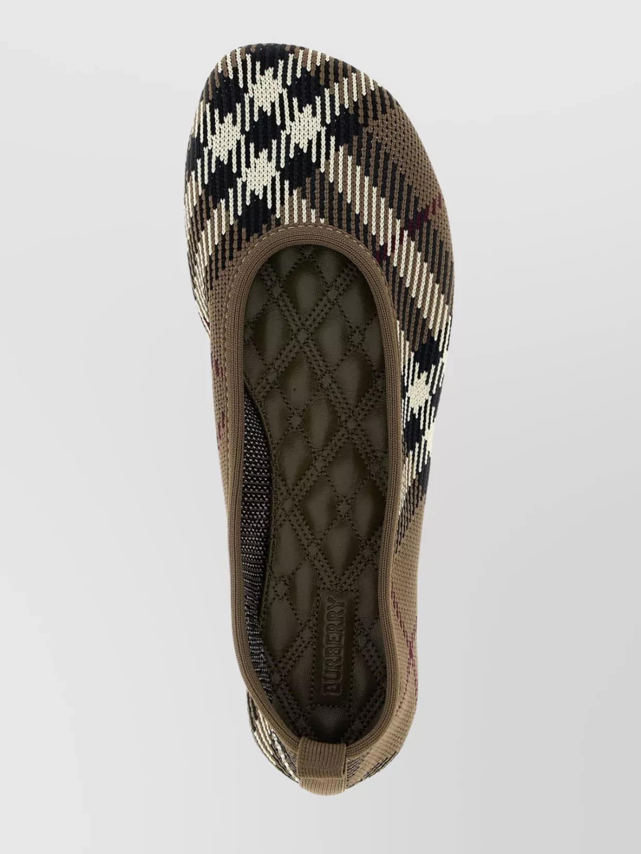 Burberry Knit Baby Nylon Blend Ballerinas With Knitted Traditional Check