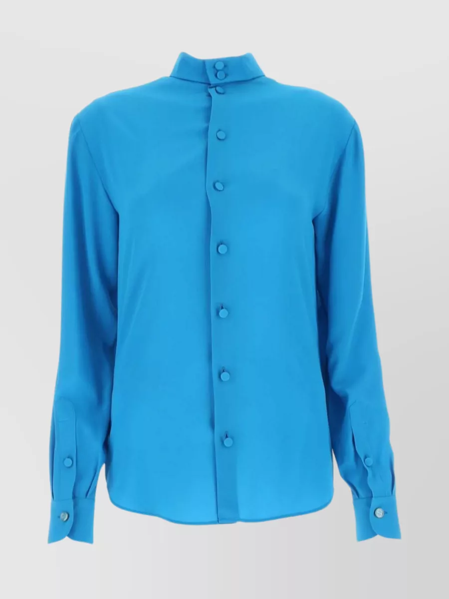 Gucci Highneck Buttoned Blouse In Blue