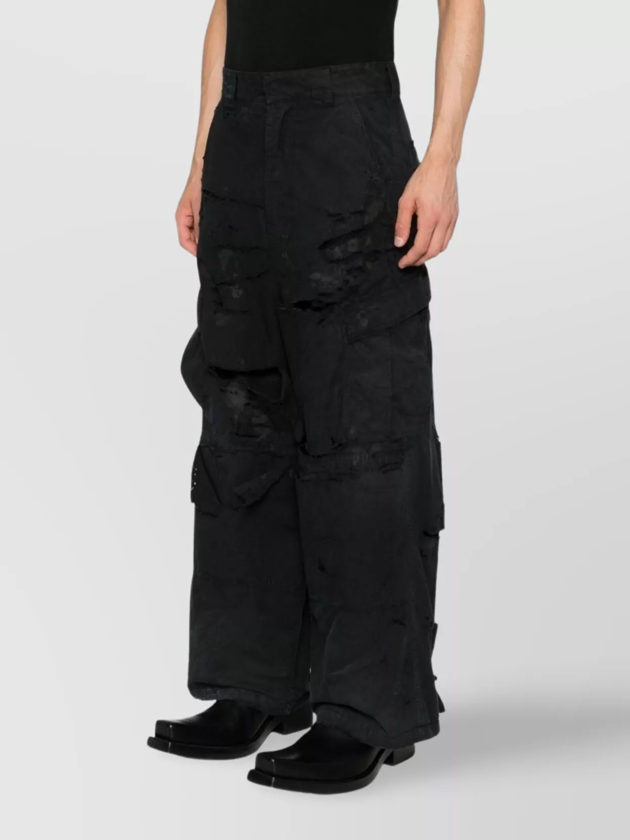 Balenciaga Straight Leg Trousers With Wide Frayed Edges