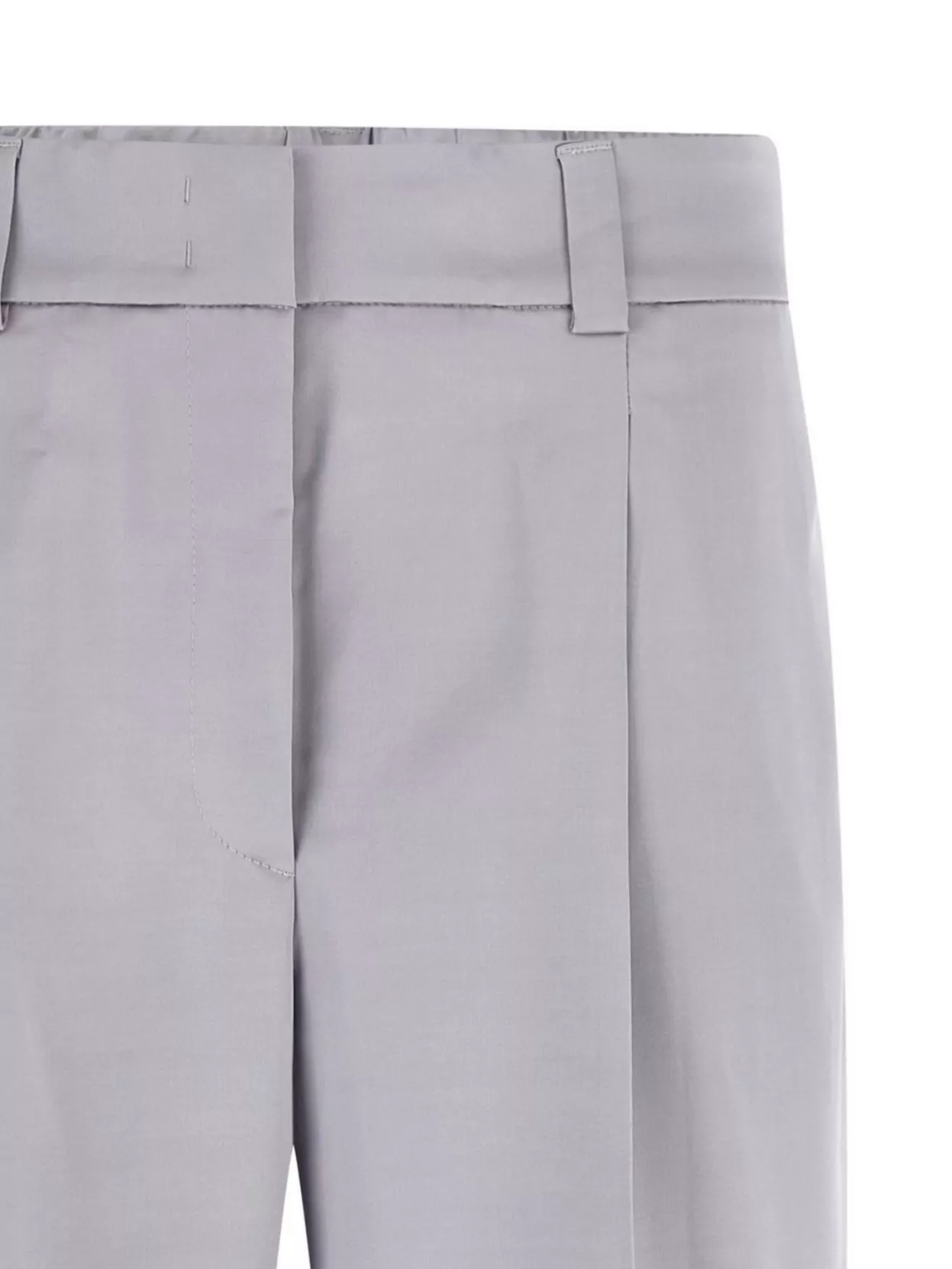 Peserico Tailored Satin Trousers With Pockets And Cuffs In Gray