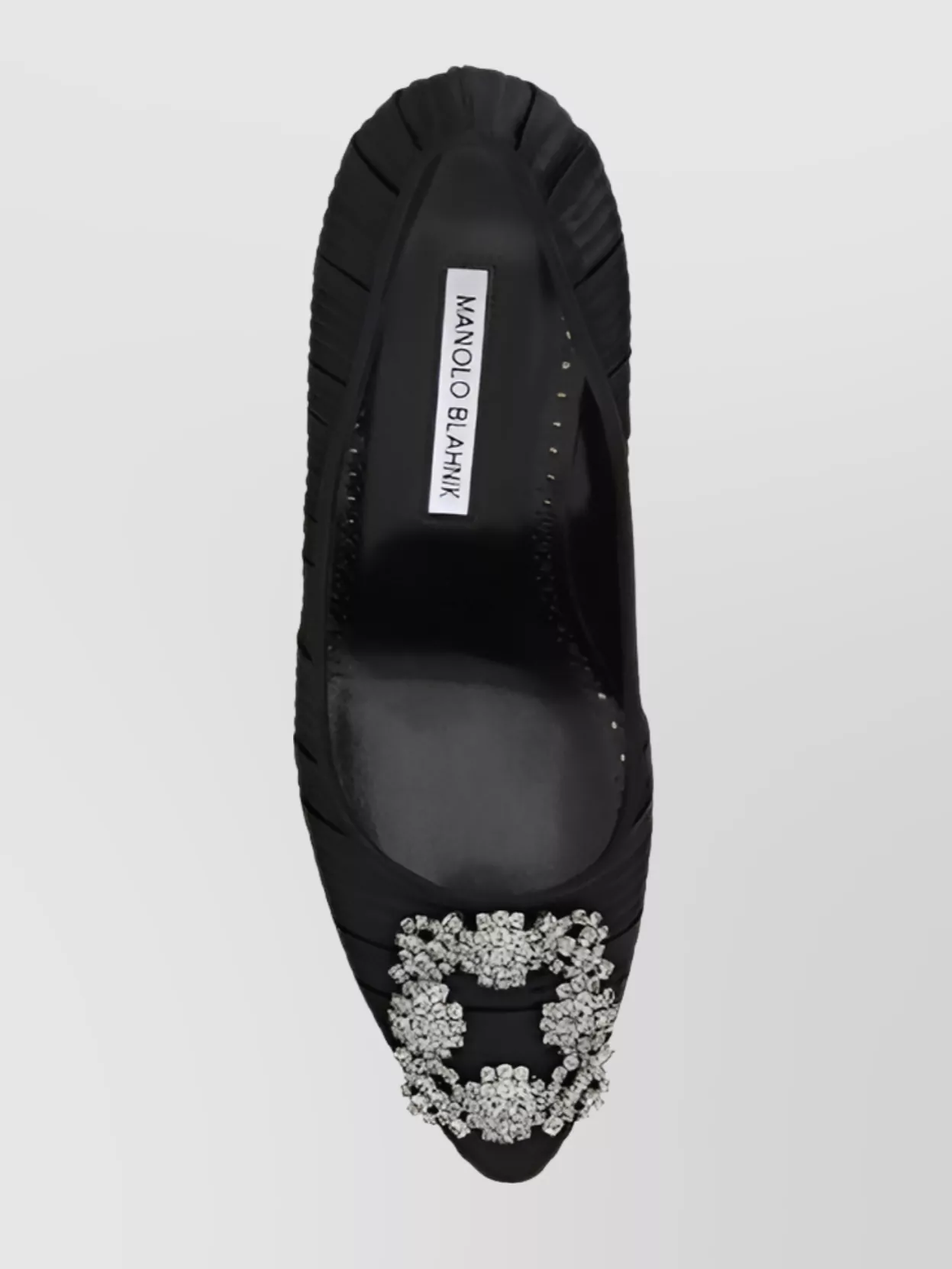 MANOLO BLAHNIK CRYSTAL BUCKLE ALMOND TOE STILETTO PUMPS