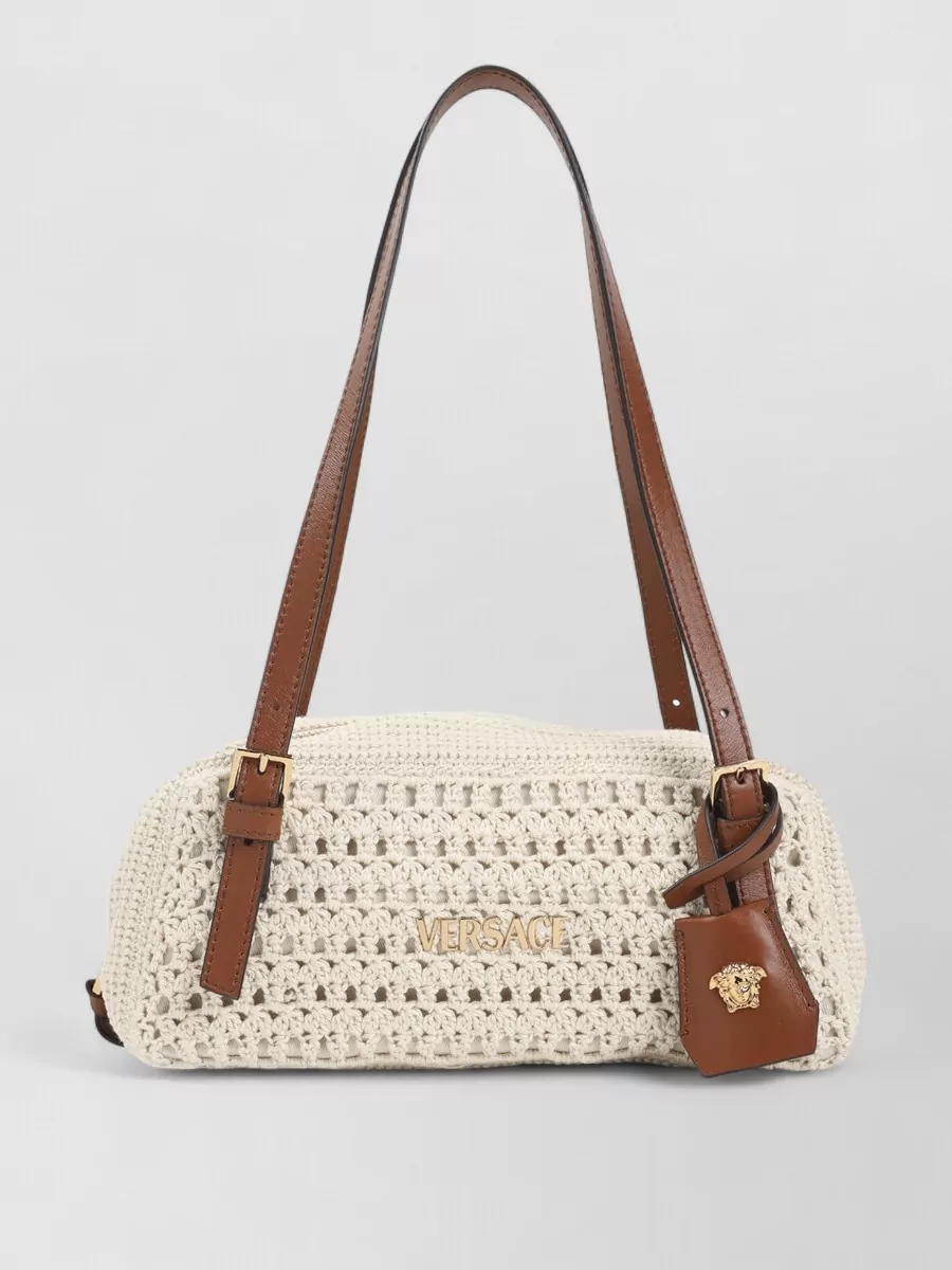 Versace Crochet Shoulder Bag Dual Leather Straps