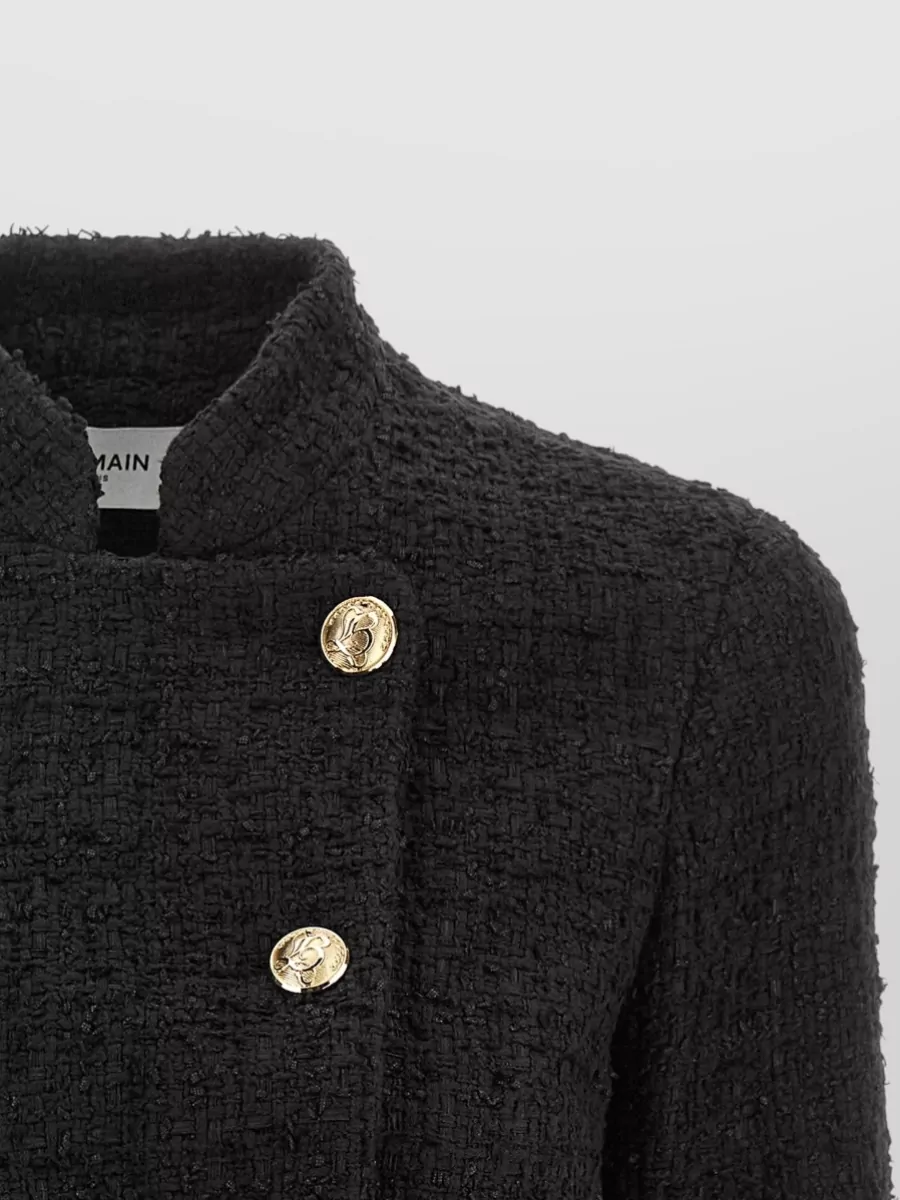 Balmain Tweed Double-Breasted Short Jacket