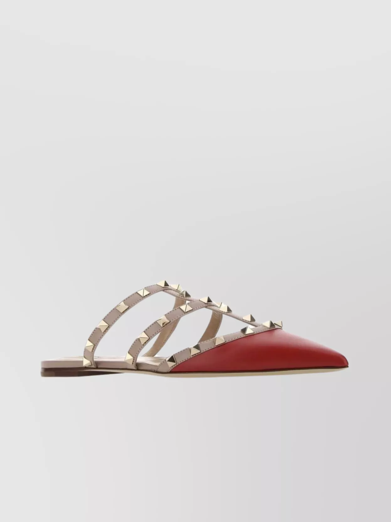 Shop Valentino Pointed Toe Studded Leather Slippers