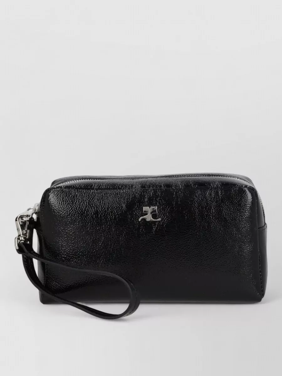 Courrèges très courrèges varnished leather clutch bag