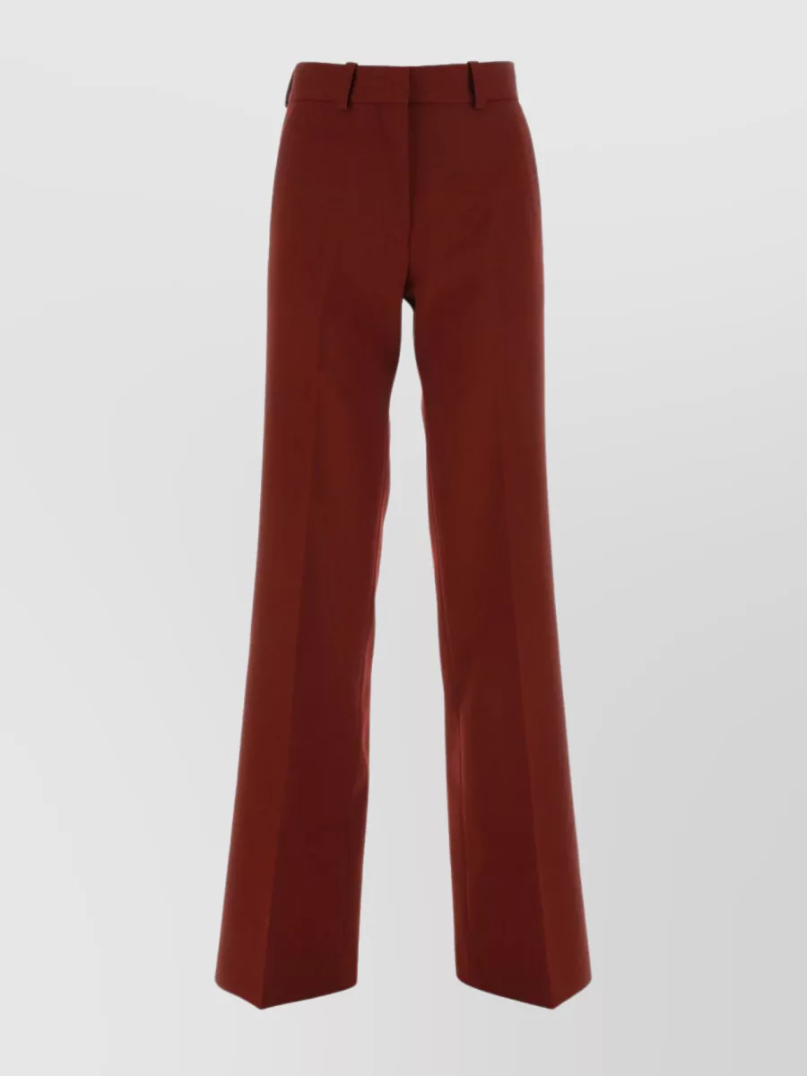 Shop Quira Wide-leg Wool Trousers With Waist Belt Loops In Burgundy