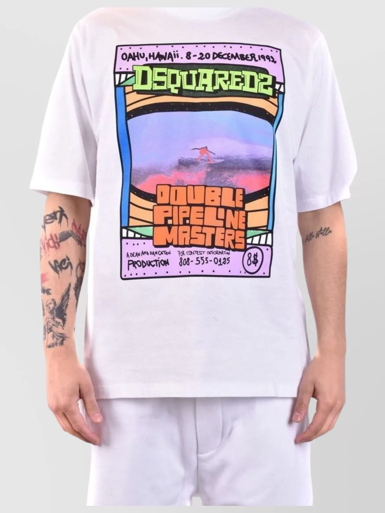 Dsquared2 Crew Neck Graphic Print Short Sleeves In White