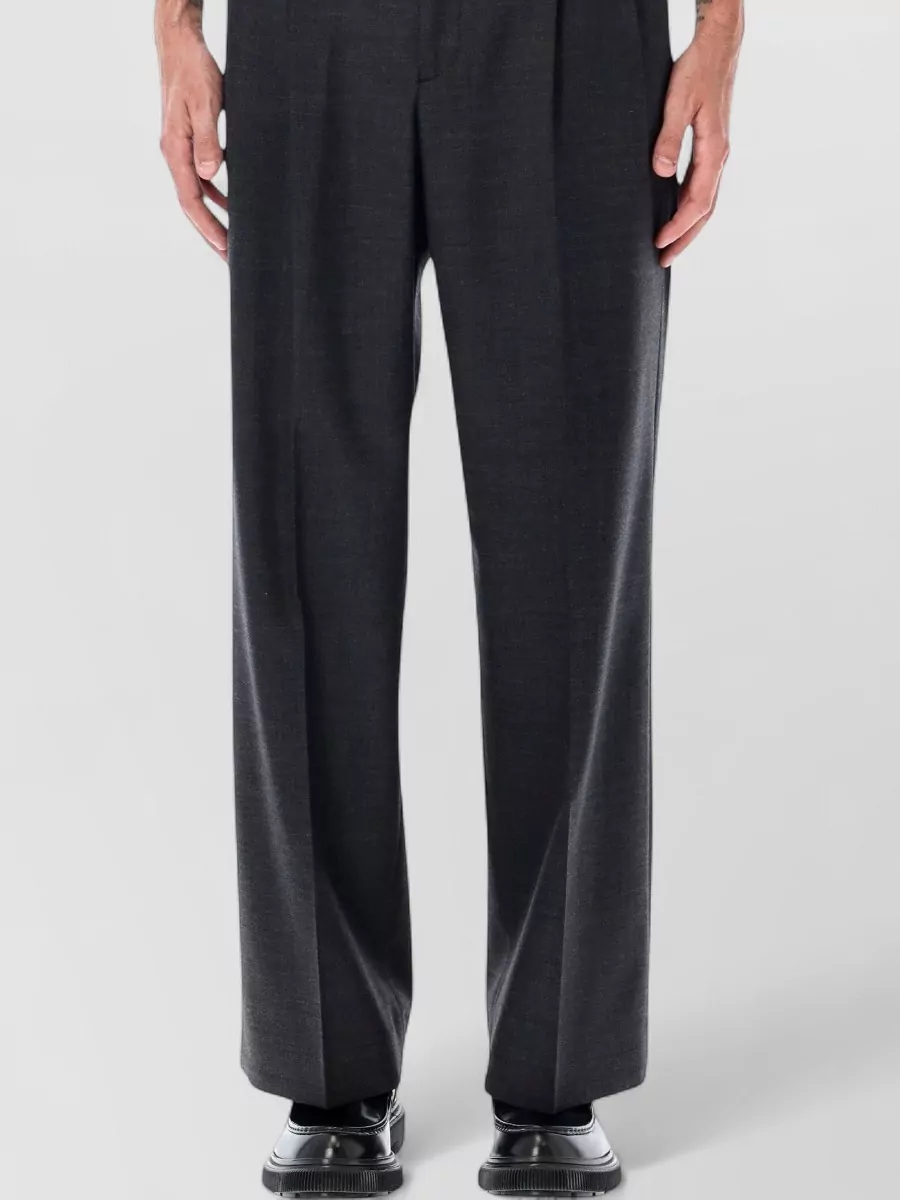 Sunflower Wool Twill Mid-Rise Wide-Leg Pleated Tailored Trousers