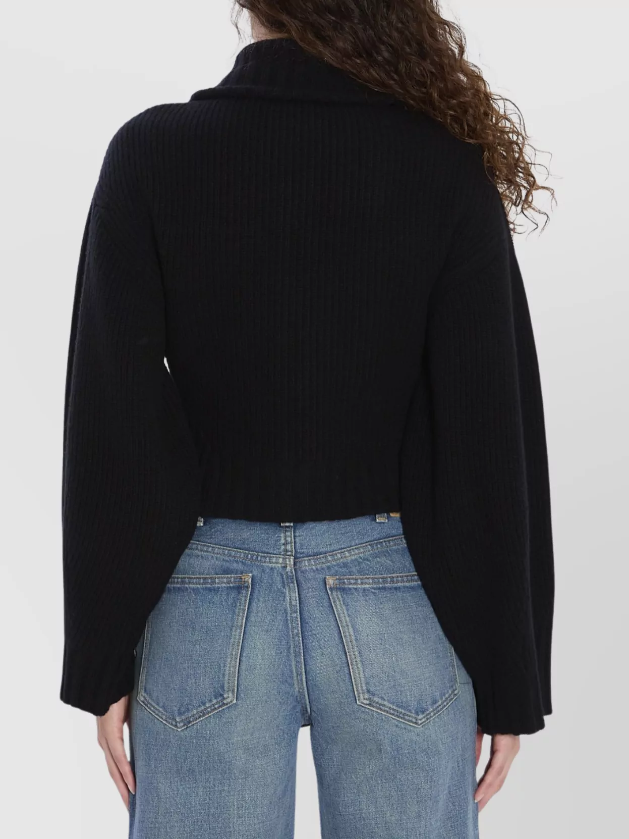 The Attico Cropped High Collar Zip-Up Cardigan