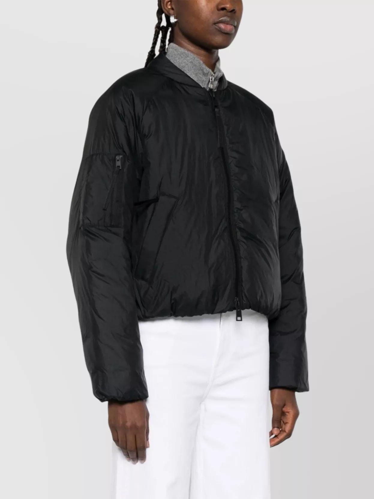 Canada Goose Cropped Lightweight Quilted Bomber Jacket In Black
