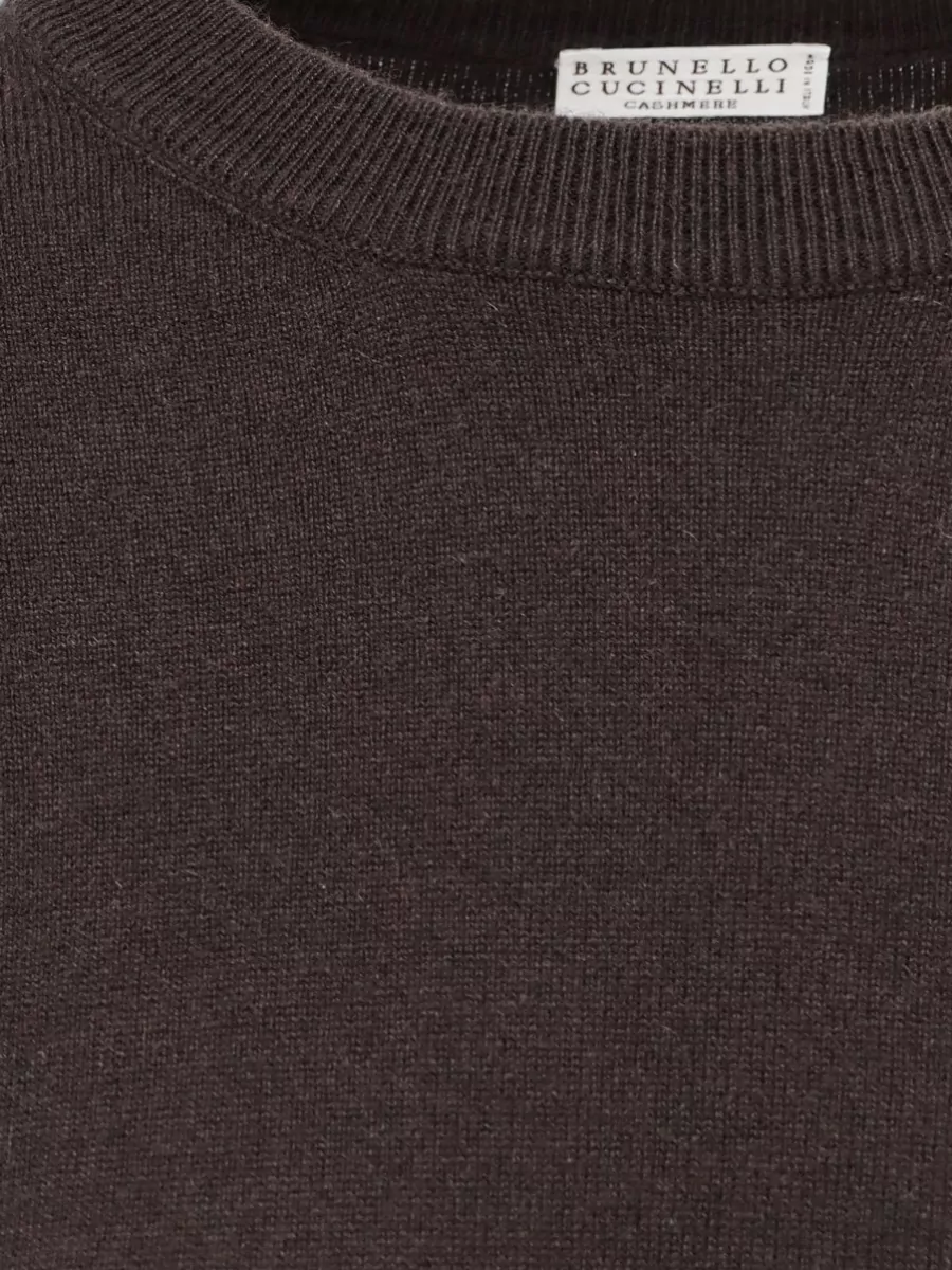 Brunello Cucinelli Cashmere Ribbed Crew Neck Sweatshirt