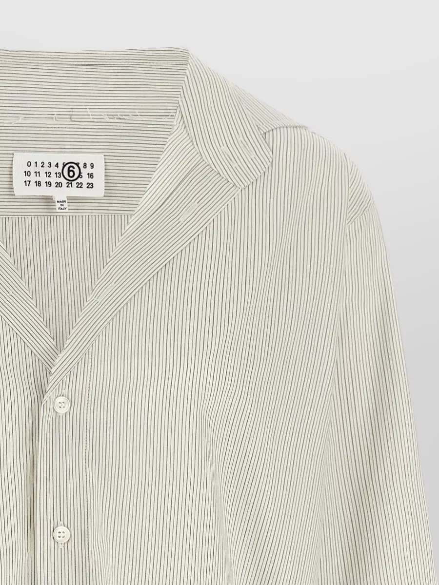 Mm6 Maison Margiela Striped Cotton Relaxed-Fit Collarless Shirt
