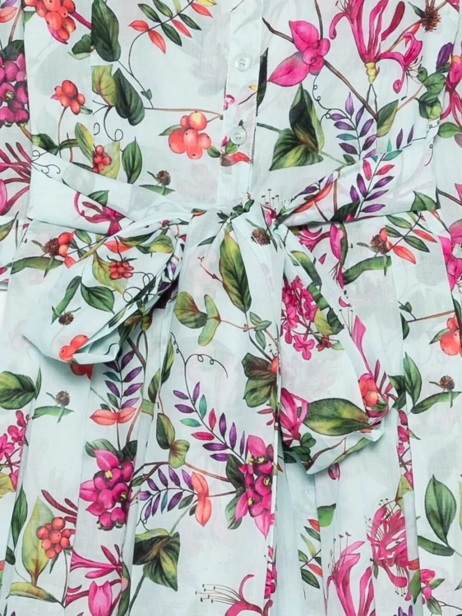 Samantha Sung Floral-Print Cotton Pleated Midi Dress
