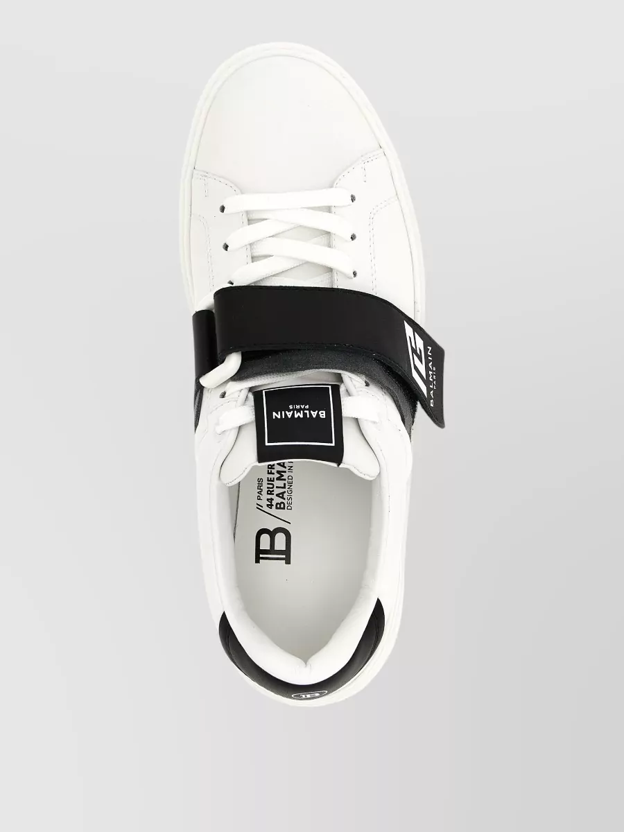 Balmain Court Sneakers Contrast Strap Round Toe