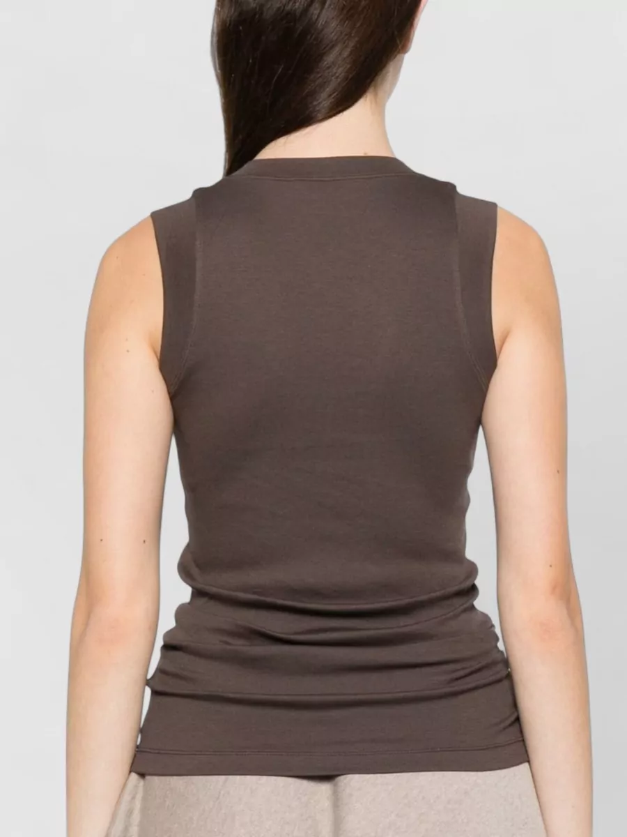 Brunello Cucinelli Cotton Tank V Neck Stretch Ribbed Top