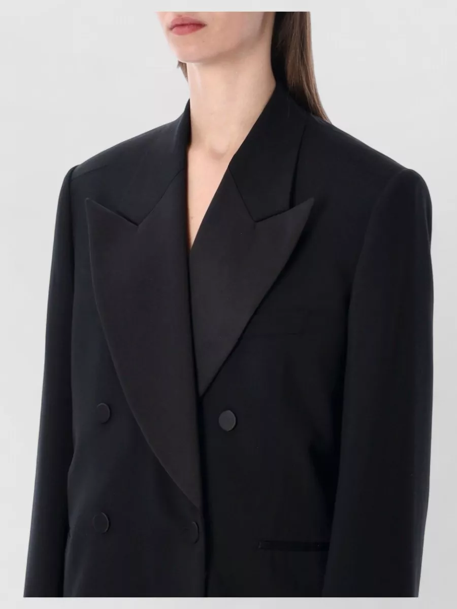 Dries Van Noten Silk Wool Blend Double-Breasted Tuxedo Blazer