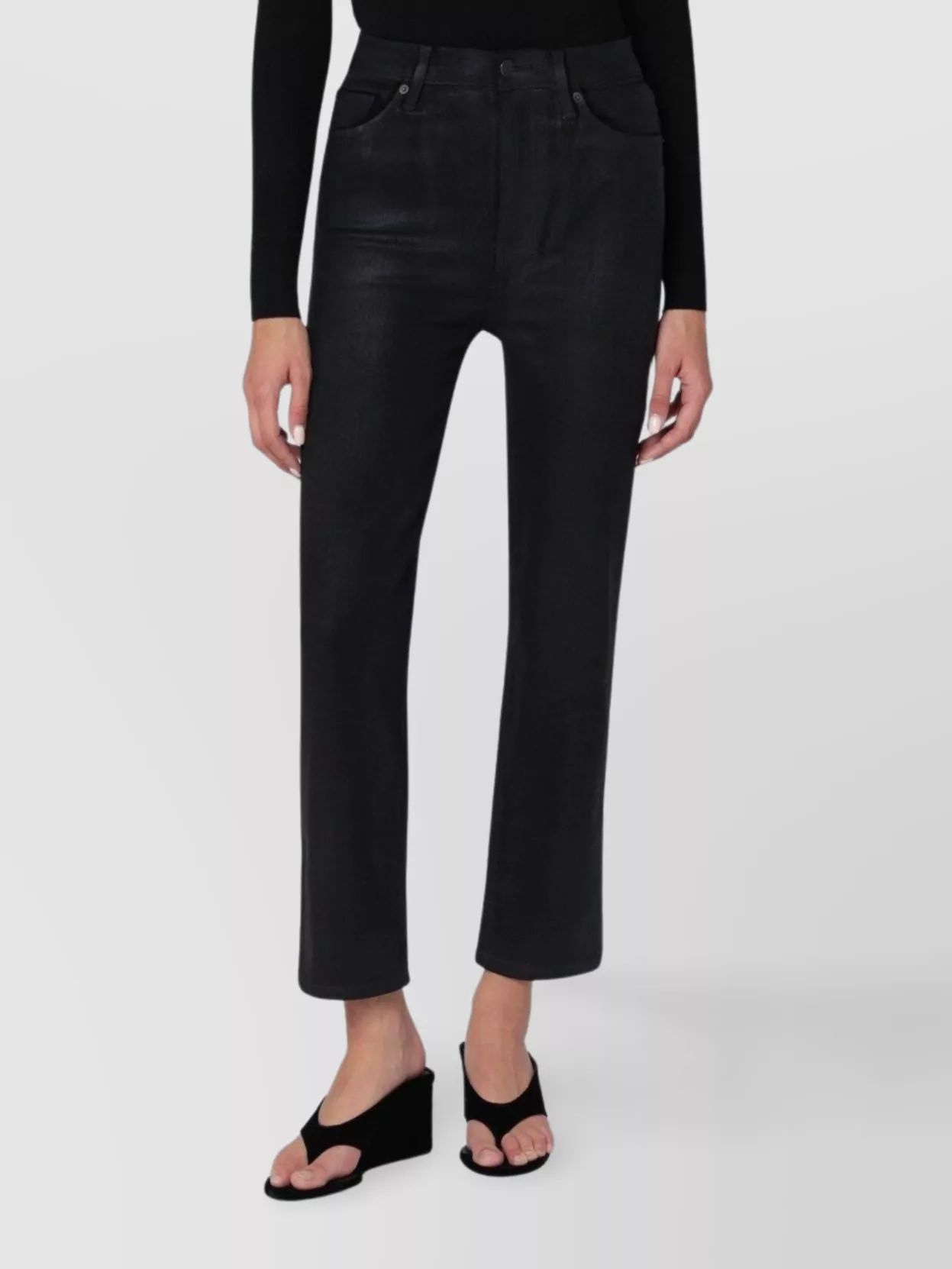 Frame Straight Cut Five-pocket Trousers In Black