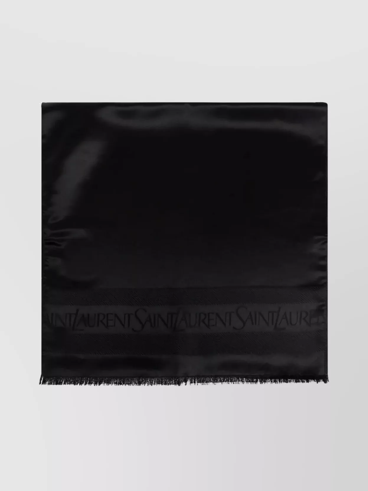 Saint Laurent Luxurious Silk Jacquard Scarf With Fringed Edges