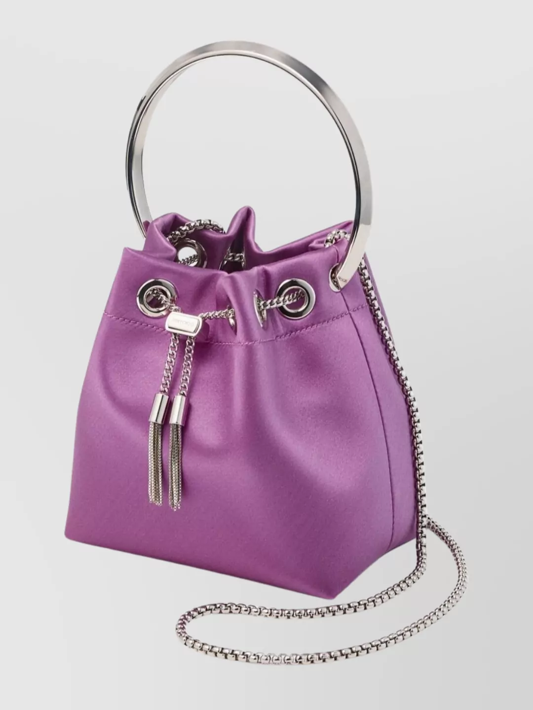 Jimmy Choo Leather Bucket Bag Featuring Chain Strap