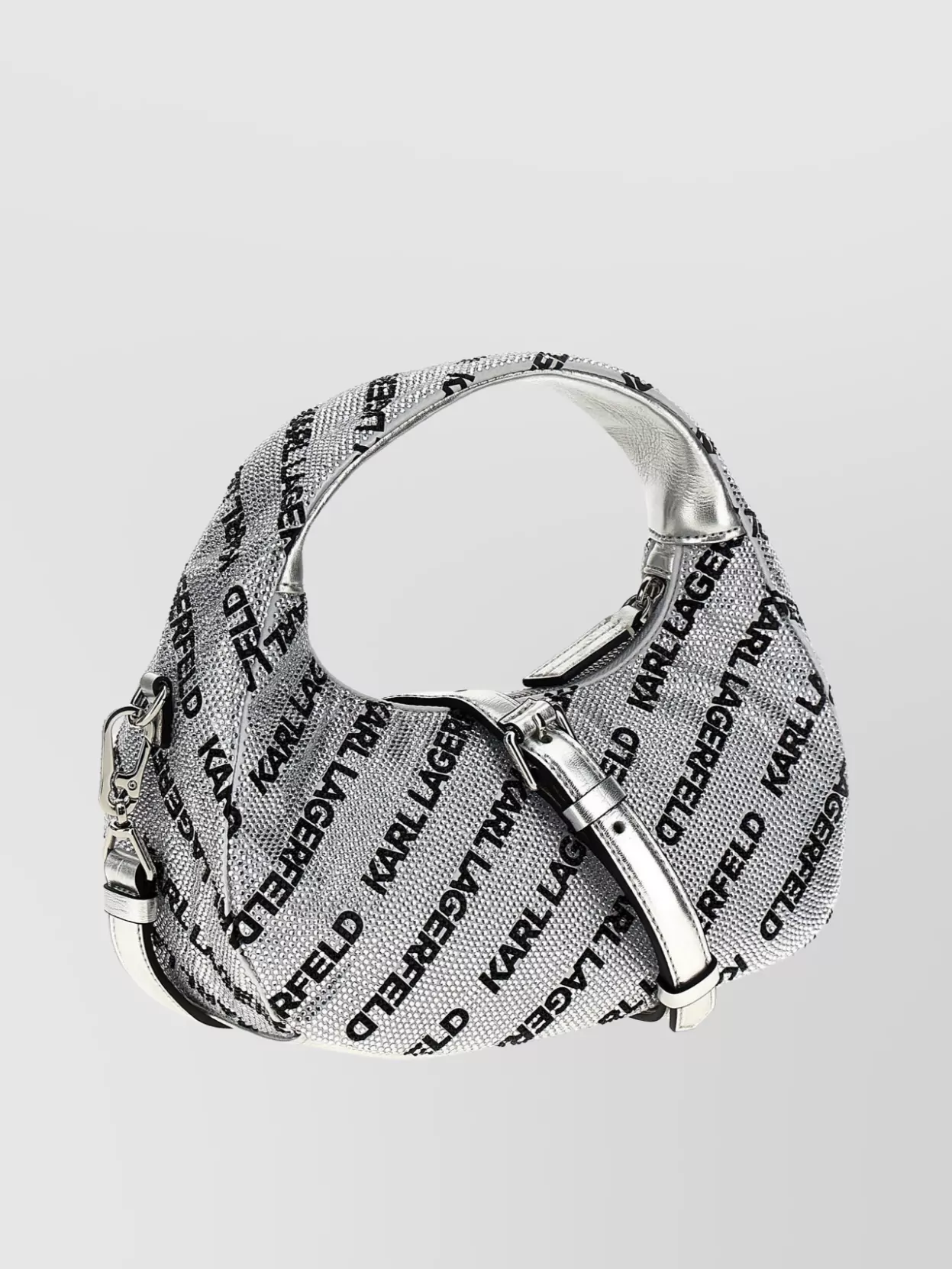 Karl Lagerfeld Curved Metallic Top Handle Cross-body Bag
