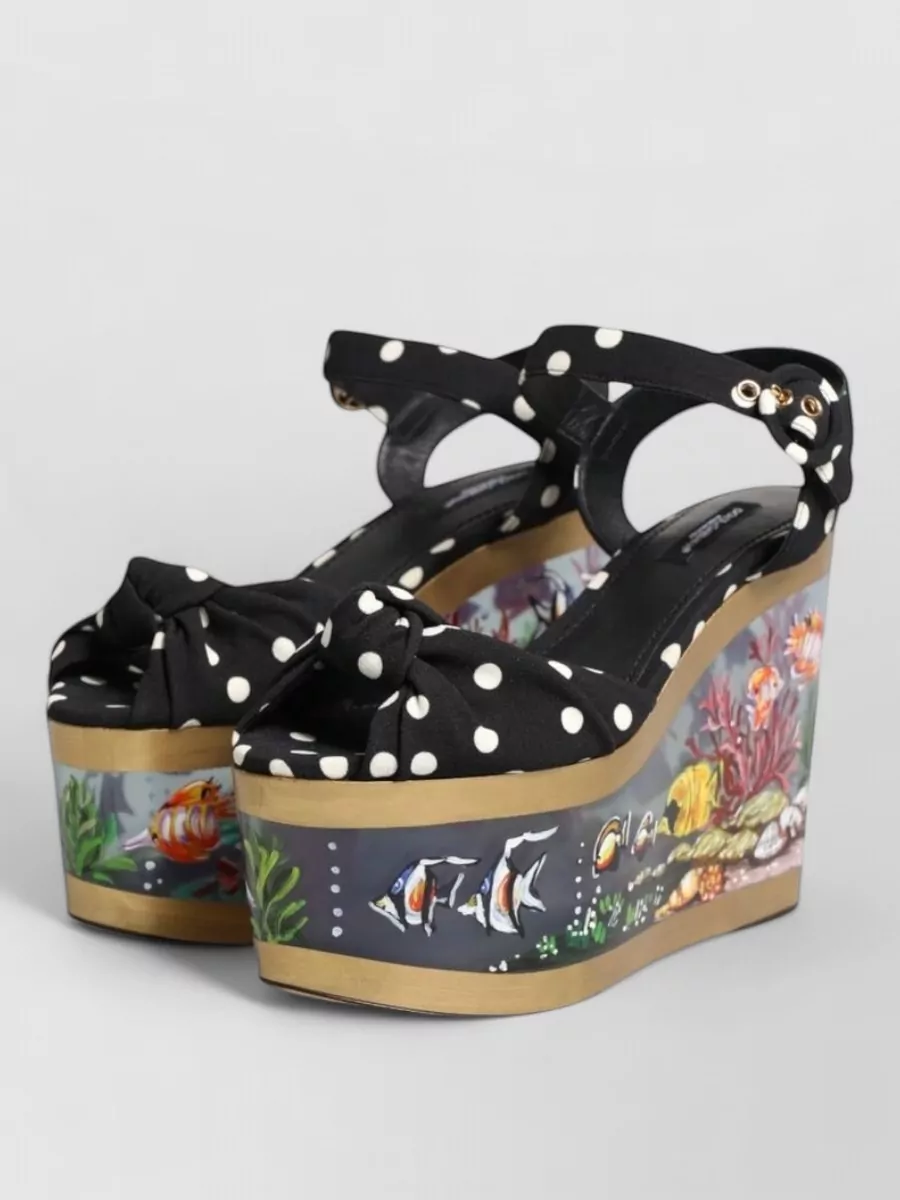 Dolce&Gabbana leather polka dot wedge sandals