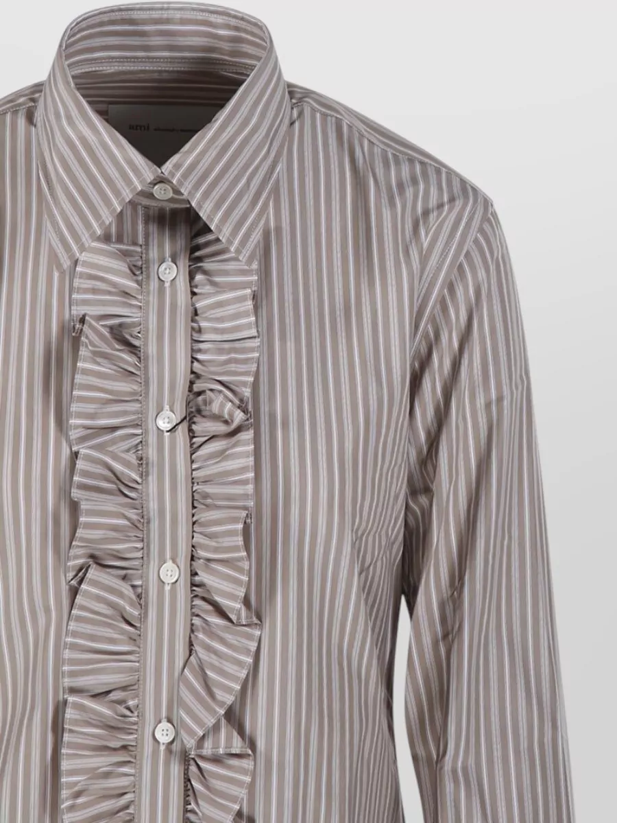 Ami Paris Long Sleeve Ruffled Shirt