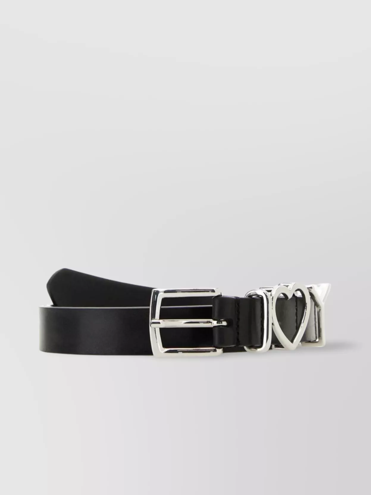 Y/project Heart Buckle Leather Belt In Black