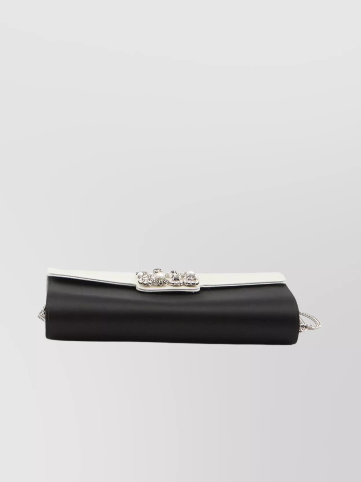 Roger Vivier Satin Envelope Flap Flower Buckle Clutch