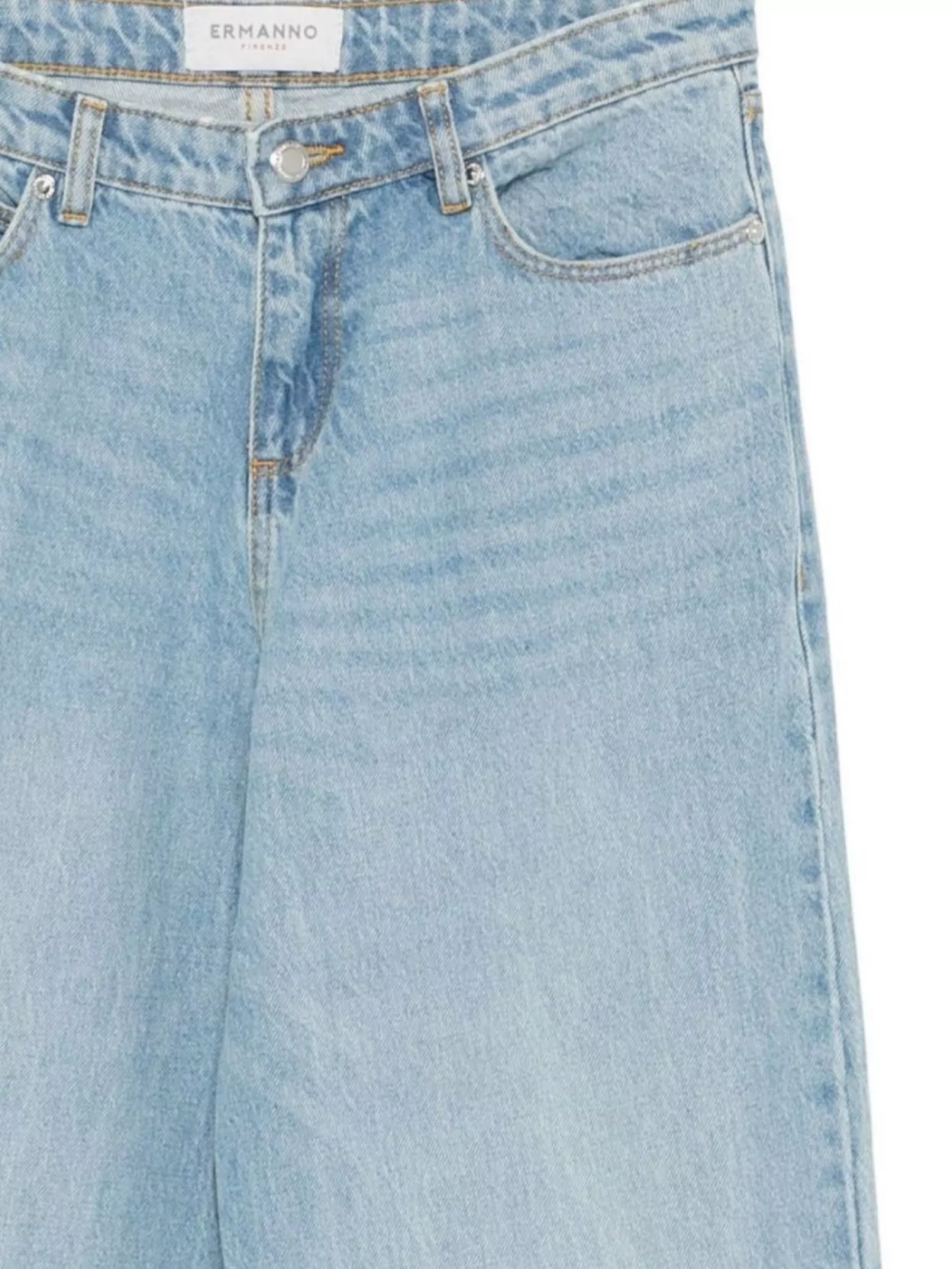Ermanno Firenze Wide-leg Trousers With Belt Loops And Pockets In Blue