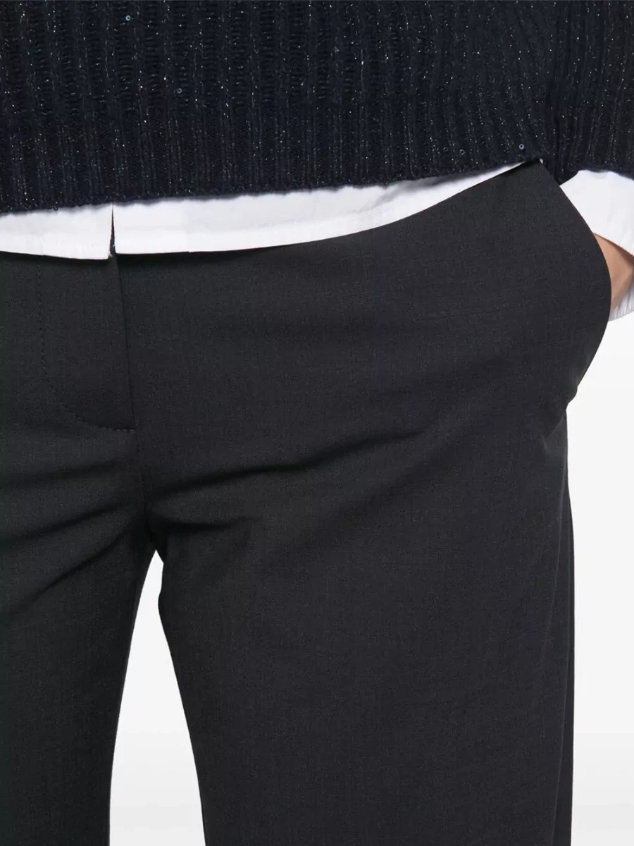 Brunello Cucinelli Pressed-Crease Wool Tailored Trousers
