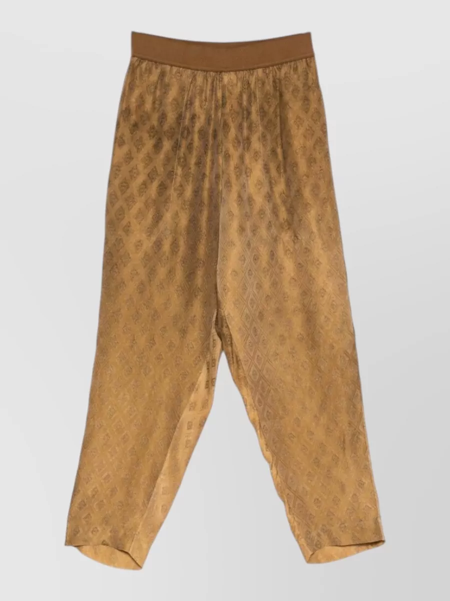 Uma Wang Diamond Print Cropped Wide-Leg Trousers