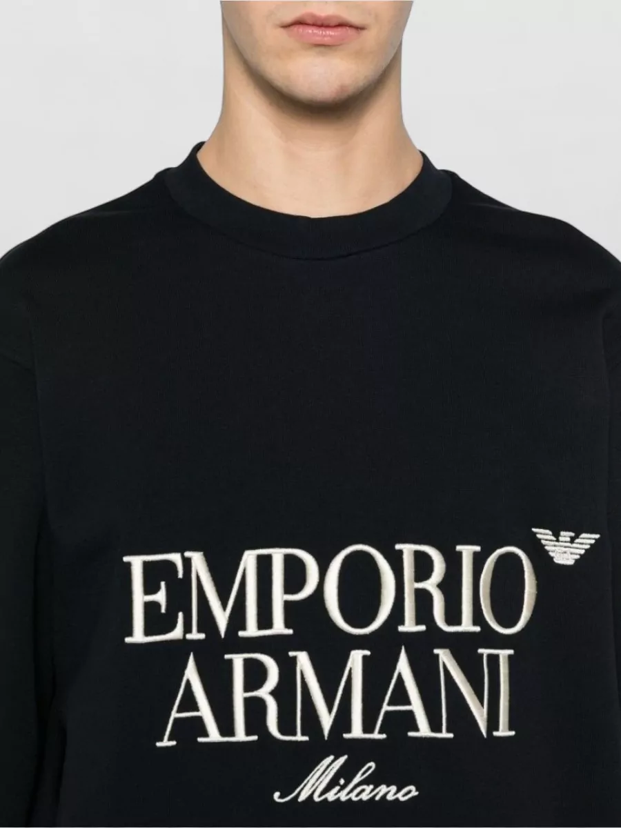 Emporio Armani Cotton Logo-Print Crew-Neck Long-Sleeve Sweatshirt