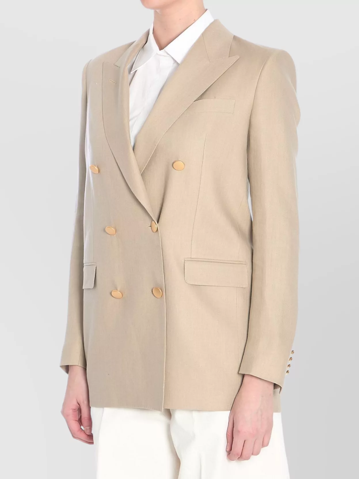 Tagliatore Linen double-breasted jacket golden buttons | The