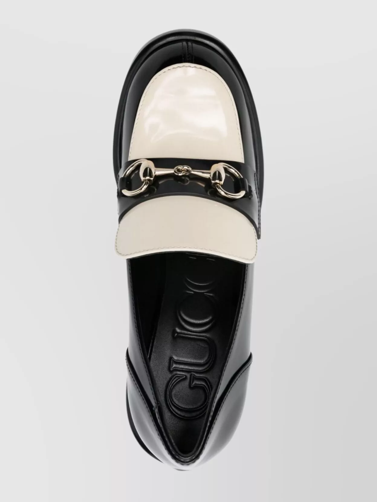 Gucci Stylish Two-tone Loafers Block Heel In Black