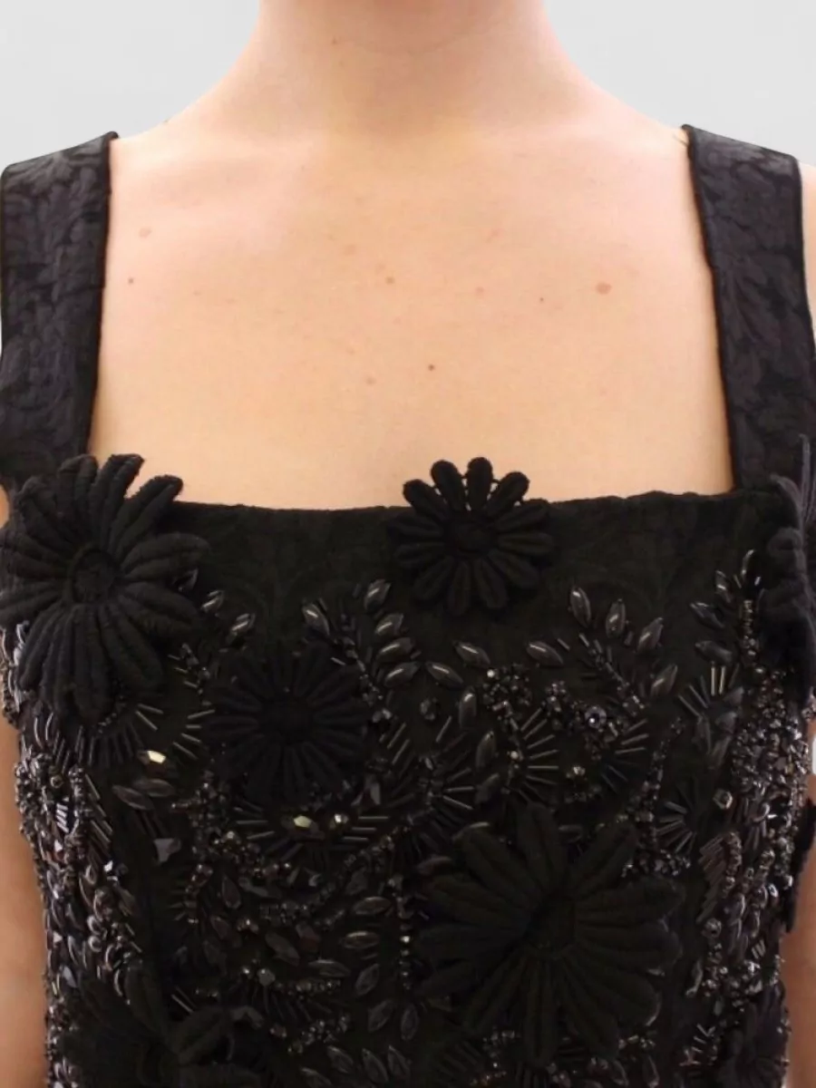 Dolce&Gabbana Crystal-Embellished Floral Sleeveless Mini Dress