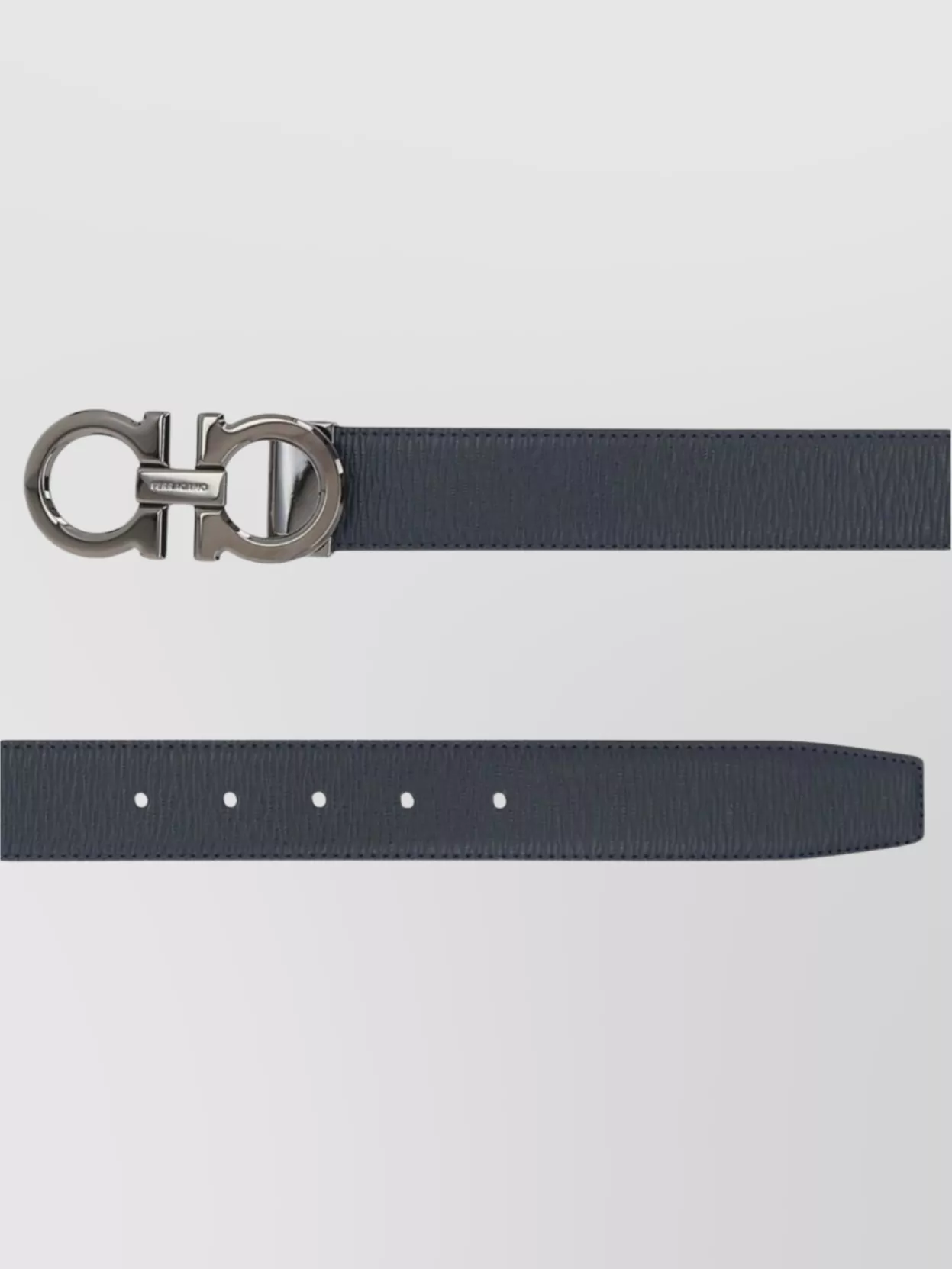 Ferragamo Salvatore Man's Bicolor Leather Belt With Logo Buckle In Black