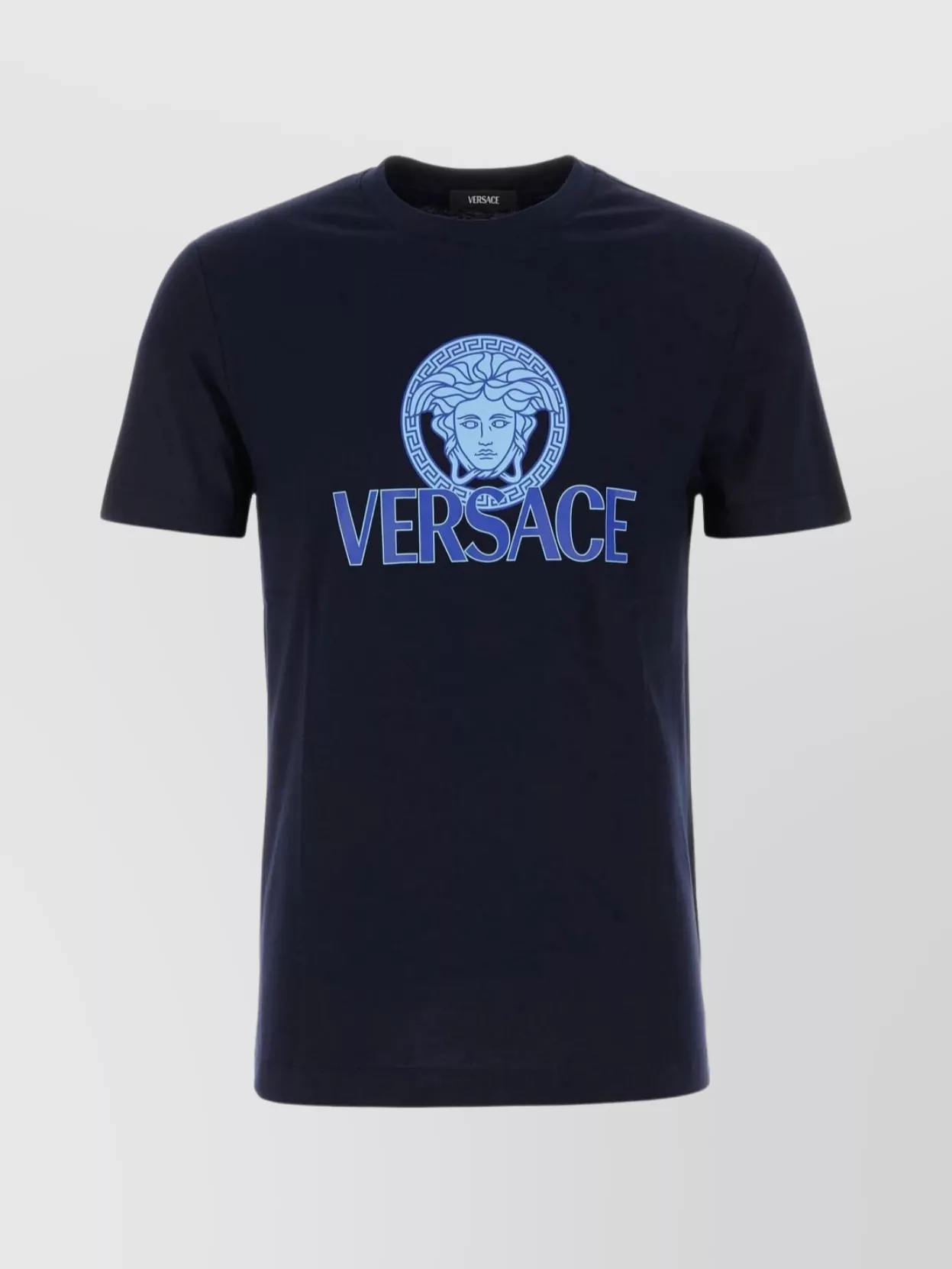 Shop Versace Contrasting Medusa Head Graphic Print T-shirt In Blue