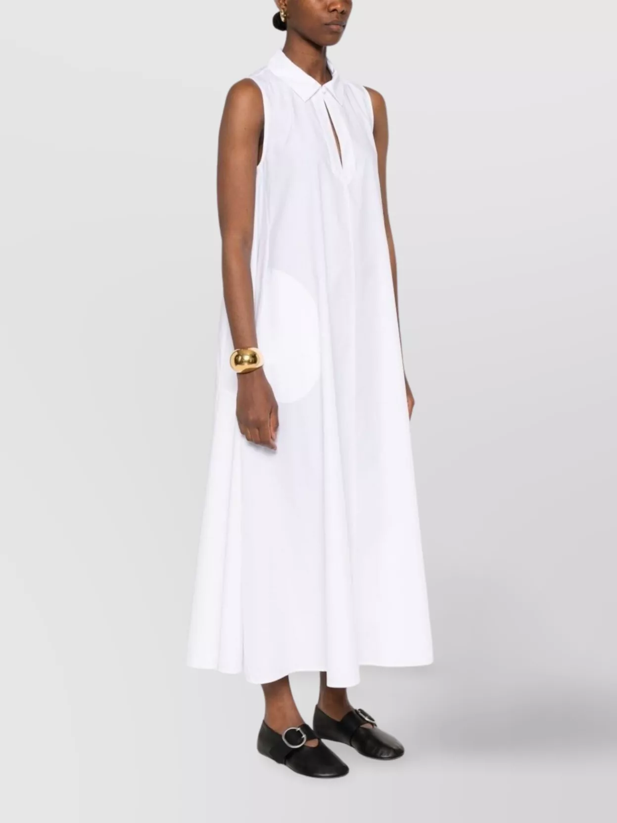 Emporio Armani Cotton Dress A-Line Silhouette Keyhole Neck