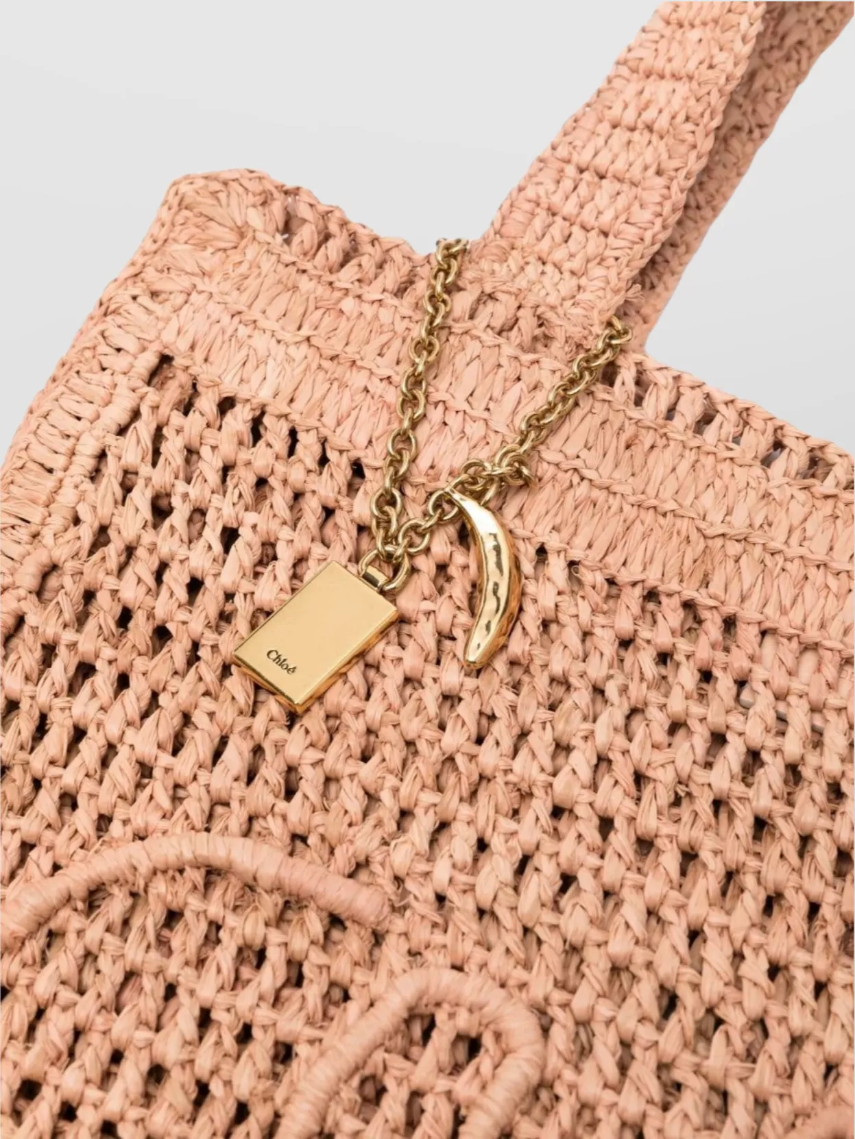 Chloé Summer Banana Embellished Crocheted Embroidered Faux Raffia Tote