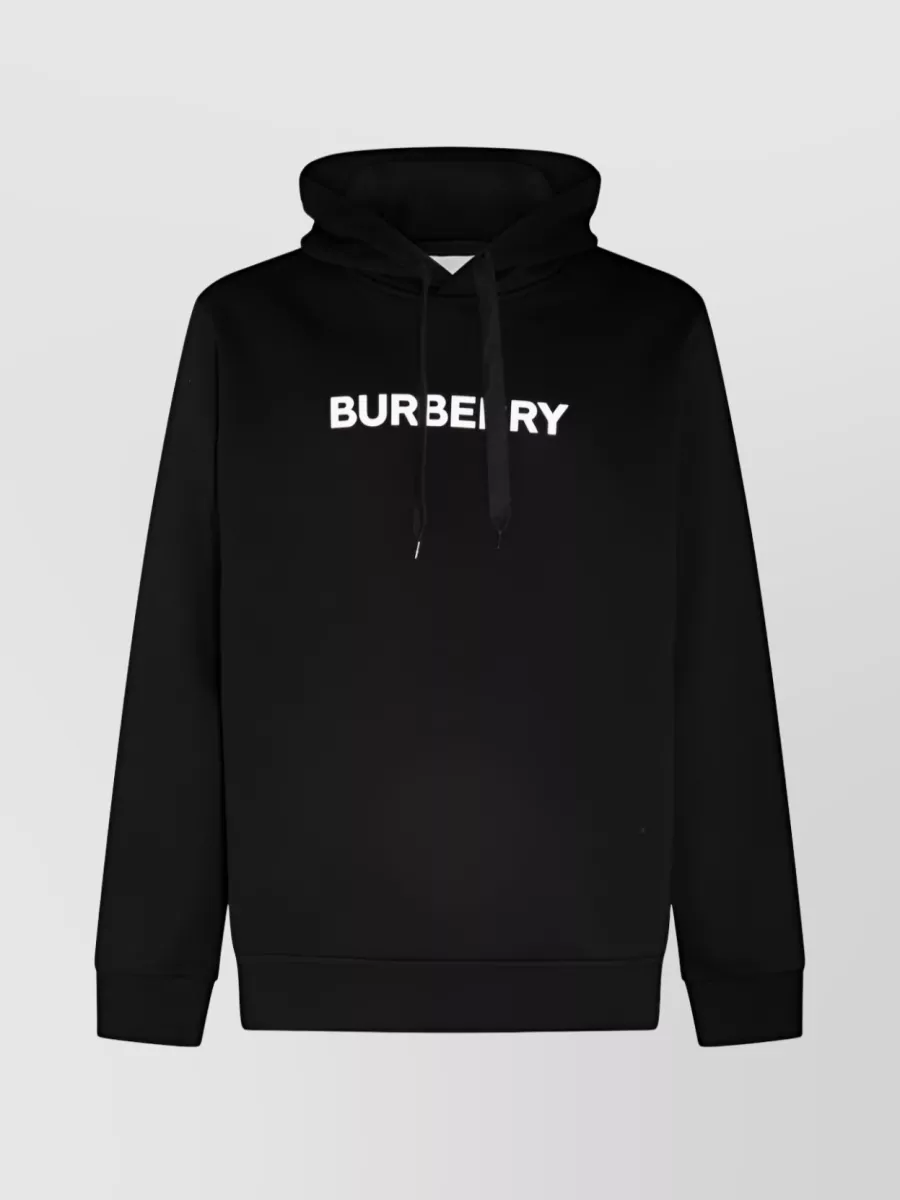 Shop Burberry Logo Print Cotton Hoodie In Black