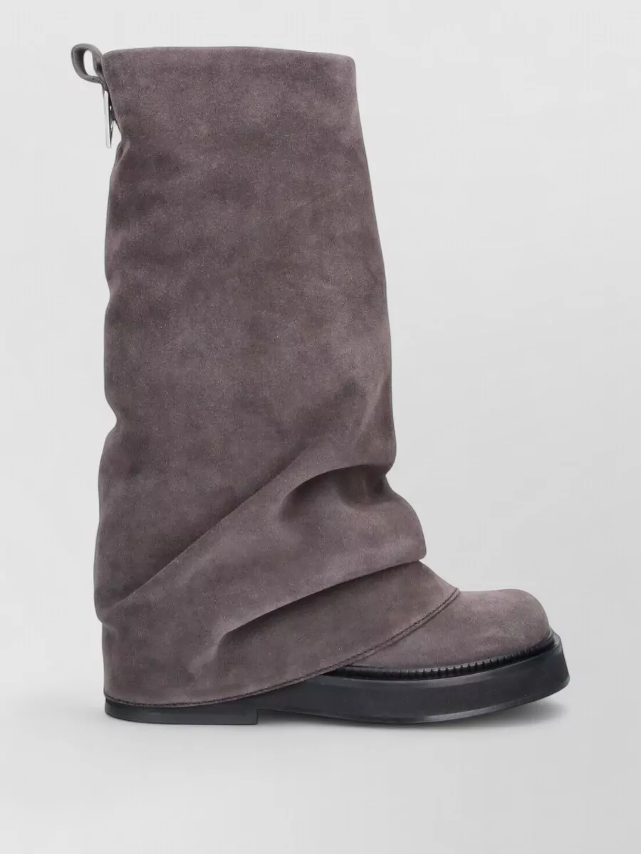 The Attico Suede Leather Draped Ankle Boots