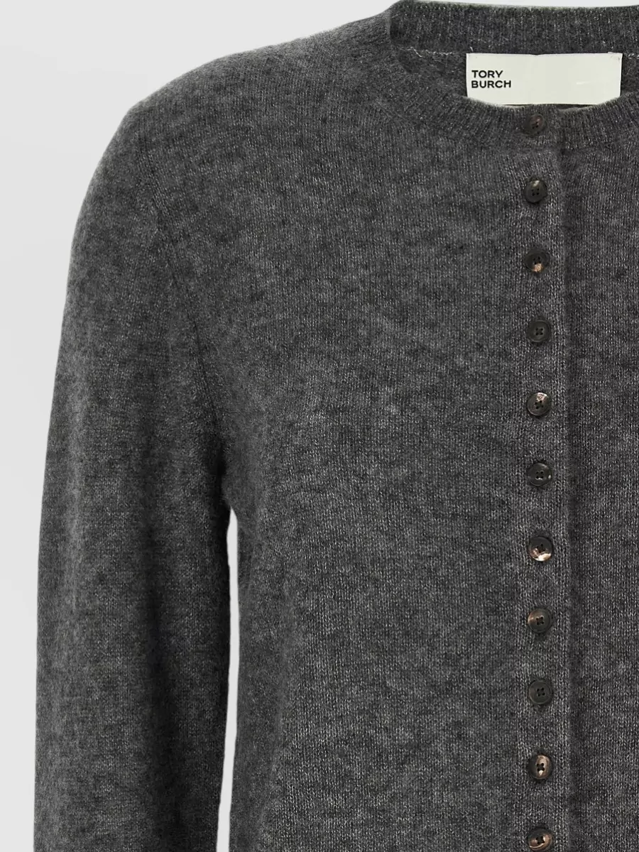 Tory Burch Cashmere Silk Embroidered Cuff Cardigan