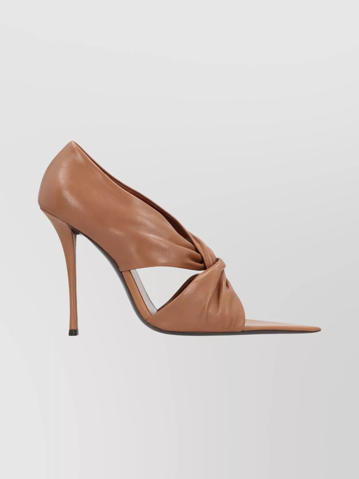 Saint Laurent Leather Pumps With Cut-out And Knot Detail In Brown
