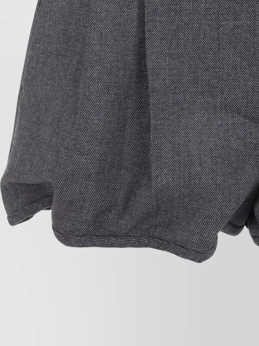 Prada Wool Shorts Belt Loops Back Pocket Pleats