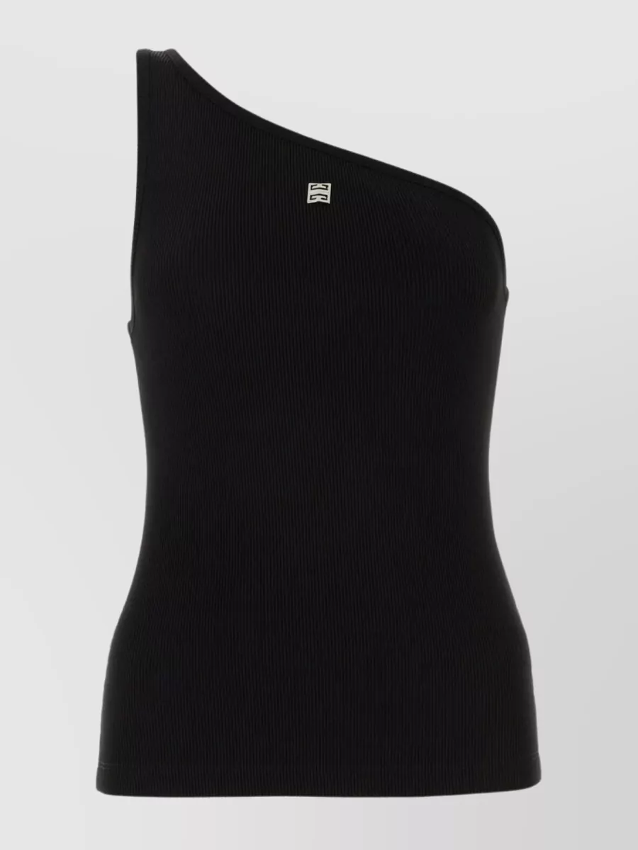 Shop Givenchy One-shoulder Stretch Ribbed Top In Black
