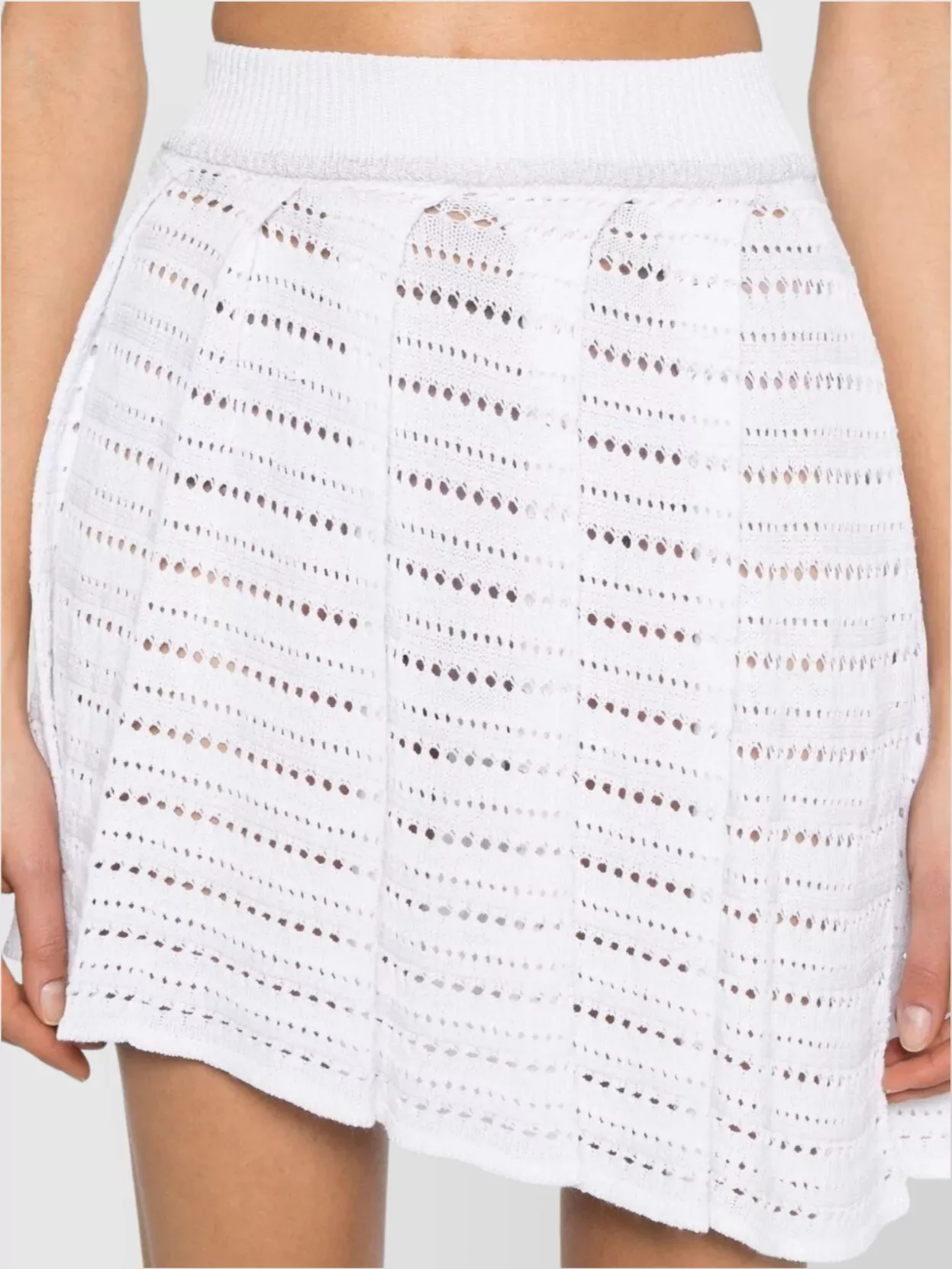 Gcds Asymmetric Pleated Mini Skirt With Perforated Design